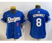 Women's Los Angeles Dodgers #8 Enrique Hernández Royal 2024 Jackie Robinson Patch Limited Stitched Jersey