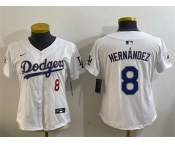 Women's Los Angeles Dodgers #8 Enrique Hernández White 2024 Jackie Robinson Patch Limited Stitched Baseball Jersey