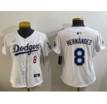 Women's Los Angeles Dodgers #8 Enrique Hernández white 2024 Jackie Robinson Patch Limited Stitched Jersey
