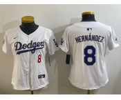 Women's Los Angeles Dodgers #8 Enrique Hernández white 2024 Jackie Robinson Patch Limited Stitched Jersey