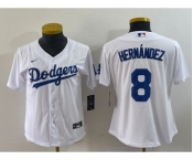 Women's Los Angeles Dodgers #8 Kike Hernandez White Stitched Cool Base Nike Jersey