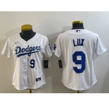 Womens Los Angeles Dodgers #9 Gavin Lux White Stitched Cool Base Nike Jersey