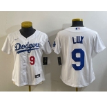 Women's Los Angeles Dodgers #9 Gavin Lux White Stitched Cool Base Nike Jerseys