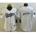 Women's Los Angeles Dodgers Big Logo White Gold Championship Stitched MLB Cool Base Nike Jersey
