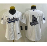 Women's Los Angeles Dodgers Big Logo White Gold Championship Stitched MLB Cool Base Nike Jerseys