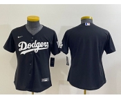 Women's Los Angeles Dodgers Blank Black Stitched Baseball Jersey(Run Small)