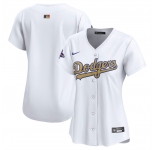 Women's Los Angeles Dodgers Blank White 2025 Gold Collection Limited Stitched Baseball Jersey