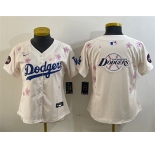 Women's Los Angeles Dodgers Team Big Logo Cream 2025 Tokyo Series Limited Stitched Baseball Jersey