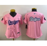 Women's Los Angeles Dodgers Team Big Logo Pink 2025 Tokyo Series Limited Stitched Baseball Jersey