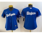 Women's Los Angeles Dodgers Team Big Logo Royal Alternate Stadium Stitched Baseball Jersey