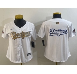 Women's Los Angeles Dodgers Team Big Logo White 2025 Gold Collection Limited Stitched Baseball Jersey