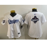 Women's Los Angeles Dodgers White 2025 World Series Champions Big Logo Home Limited Stitched Baseball Jersey