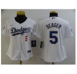 Women's Nike Los Angeles Dodgers #5 Corey Seager White Series Champions Jersey