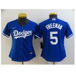 Women's Nike Los Angeles Dodgers #5 Freddie Freeman Blue Jersey