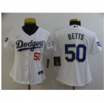 Women's Nike Los Angeles Dodgers #50 Mookie Betts White Series Champions Jersey