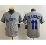 Youth Los Angeles Dodgers #11 Roki Sasaki Grey Cool Base Stitched Baseball Jerseys