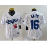 Youth Los Angeles Dodgers #16 Will Smith Number White Stitched Cool Base Nike Jersey