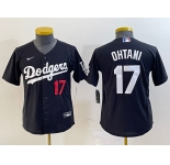 Youth Los Angeles Dodgers #17 Shohei Ohtani Number Black Turn Back The Clock Stitched Cool Base Jersey