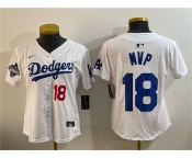 Youth Los Angeles Dodgers #18 MVP White 2025 World Series Champions Patch Limited Stitched Baseball Jersey