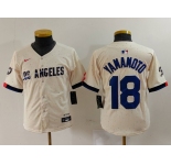 Youth Los Angeles Dodgers #18 Yoshinobu Yamamoto Cream 2024 City Connect Limited Stitched Jersey