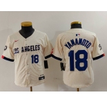 Youth Los Angeles Dodgers #18 Yoshinobu Yamamoto Number Cream 2024 City Connect Limited Stitched Jerseys