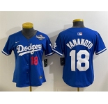Youth Los Angeles Dodgers #18 Yoshinobu Yamamoto Royal 2025 World Series Patch Limited Stitched Baseball Jersey