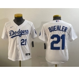 Youth Los Angeles Dodgers #21 Walker Buehler White Stitched Cool Base Nike Jerseys