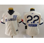 Youth Los Angeles Dodgers #22 Clayton Kershaw Cream 2024 City Connect Limited Jersey