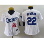 Youth Los Angeles Dodgers #22 Clayton Kershaw Number White Stitched MLB Cool Base Nike Jersey