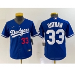 Youth Los Angeles Dodgers #33 James Outman Number Blue Cool Base Stitched Jersey