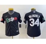Youth Los Angeles Dodgers #34 Fernando Valenzuela Black Mexico 2020 World Series Cool Base Nike Jersey