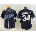 Youth Los Angeles Dodgers #34 Fernando Valenzuela Black Stitched Baseball Jersey