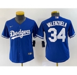 Youth Los Angeles Dodgers #34 Fernando Valenzuela Blue Stitched Cool Base Nike Jersey