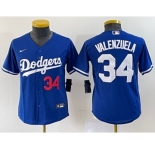 Youth Los Angeles Dodgers #34 Fernando Valenzuela Number Blue Stitched Cool Base Nike Jersey