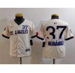 Youth Los Angeles Dodgers #37 Teoscar Hernandez Cream 2024 City Connect Limited Stitched Jersey