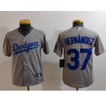 Youth Los Angeles Dodgers #37 Teoscar Hernandez Grey Cool Base Stitched Jersey