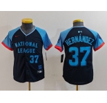 Youth Los Angeles Dodgers #37 Teoscar Hernandez Number Navy 2024 All Star Limited Stitched Jersey
