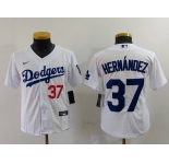 Youth Los Angeles Dodgers #37 Teoscar Hernandez Number White Cool Base Stitched Jersey