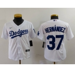 Youth Los Angeles Dodgers #37 Teoscar Hernandez White Cool Base Stitched Jersey
