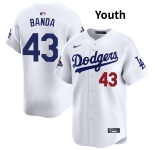 Youth Los Angeles Dodgers #43 Anthony banda White 2024 World Series Stitched Baseball Jersey
