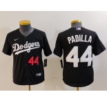 Youth Los Angeles Dodgers #44 Vicente Padilla Number Black Cool Base Stitched Jersey