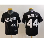 Youth Los Angeles Dodgers #44 Vicente Padilla Number Black Cool Base Stitched Jerseys