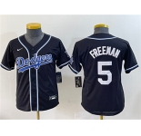 Youth Los Angeles Dodgers #5 Freddie Freeman Black Stitched Baseball Jersey
