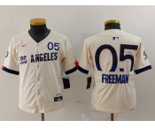Youth Los Angeles Dodgers #5 Freddie Freeman Cream 2024 City Connect Limited Jersey
