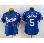 Youth Los Angeles Dodgers #5 Freddie Freeman Royal 2025 Tokyo Series Limited Stitched Baseball Jersey