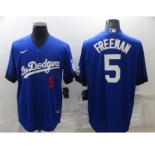 Youth Los Angeles Dodgers #5 Freddie Freeman Royal City Connect Flex Base Stitched Jersey