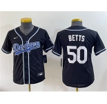 Youth Los Angeles Dodgers #50 Mookie Betts Black Stitched Baseball Jersey