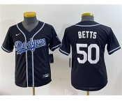 Youth Los Angeles Dodgers #50 Mookie Betts Black Stitched Baseball Jersey