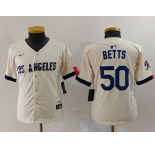 Youth Los Angeles Dodgers #50 Mookie Betts Cream 2024 City Connect Limited Stitched Jersey
