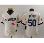 Youth Los Angeles Dodgers #50 Mookie Betts Number Cream 2024 City Connect Limited Stitched Jersey